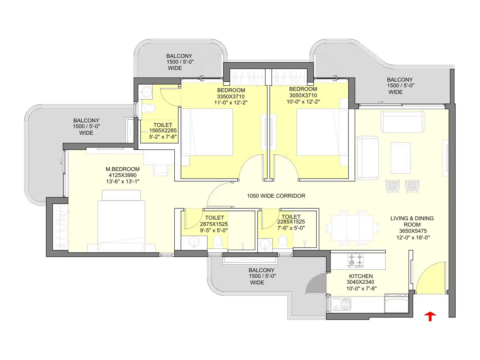 Eldeco Ballads of Bliss 3 BHK + Study - 2300 Sq.Ft. Eldeco Ballads of Bliss 3 BHK + Study - 2300 Sq.Ft.